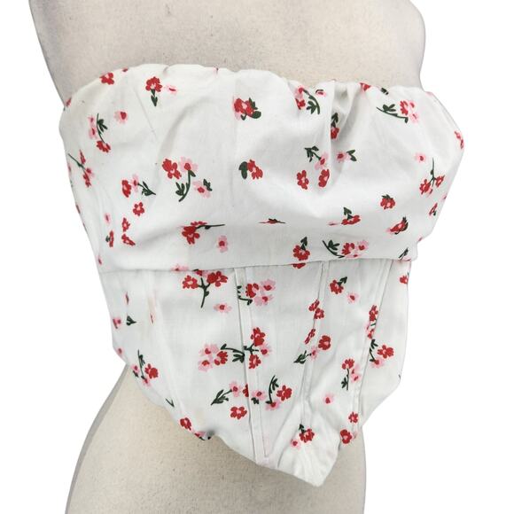 Princess Polly White Floral Ruched Crop Corset Top – Size US 8 - Picture 1 of 9